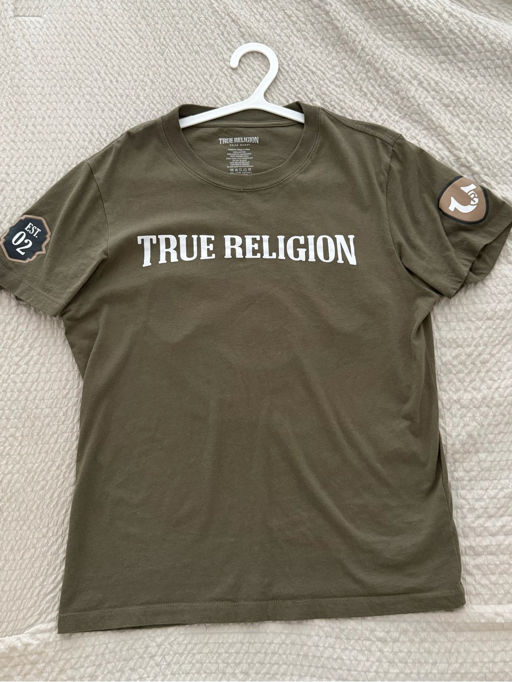True Religion Olive Green Logo Crew Neck Tee
